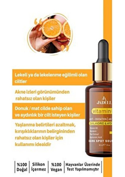 Vitamin C Serum Aydınlatıcı ve Canlandırıcı Etki 30 ml Cilt İçin Özel Formül