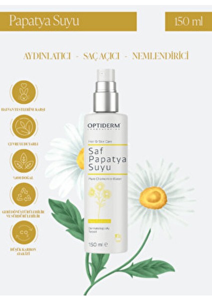 Saf Papatya Suyu Doğal Yüz Toniği Aydınlatıcı Etkiyle Tüm Cilt Tiplerine Uygun 150 ml fiyatları