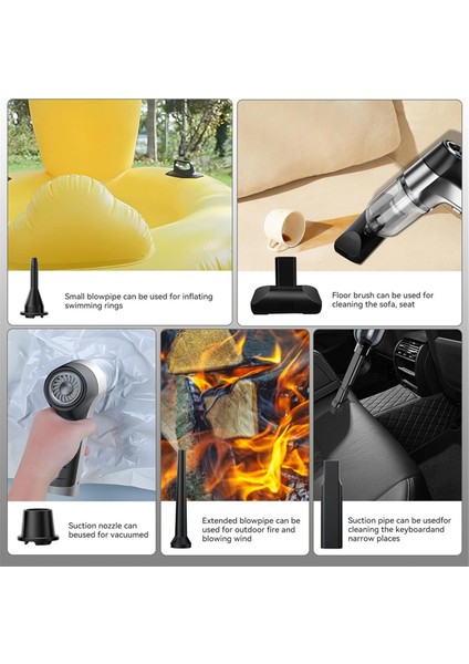 Mini Elle Taşıma Süpürge Araç El Tipi Kablosuz 3in1 Basınçlı Hava Çok Fonksiyonlu Fırçasız Motor 12KPA Yüksek Güç (Yurt Dışından) modelleri