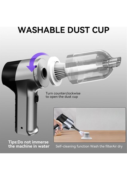 Mini Elle Taşıma Süpürge Araç El Tipi Kablosuz 3in1 Basınçlı Hava Çok Fonksiyonlu Fırçasız Motor 12KPA Yüksek Güç (Yurt Dışından) indirimleri