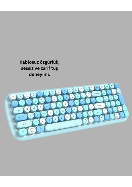 Buğz Kablosuz Retro Klavye ve Mouse Seti – 104 Tuşlu, Sessiz Yazım fırsatları