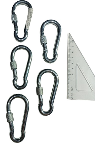 8 cm Metal Vidalı Yaylı 5’li Karabina Seti Çelik Klips Kanca Kamp Outdoor Hamak ve Çadır Için fiyatları