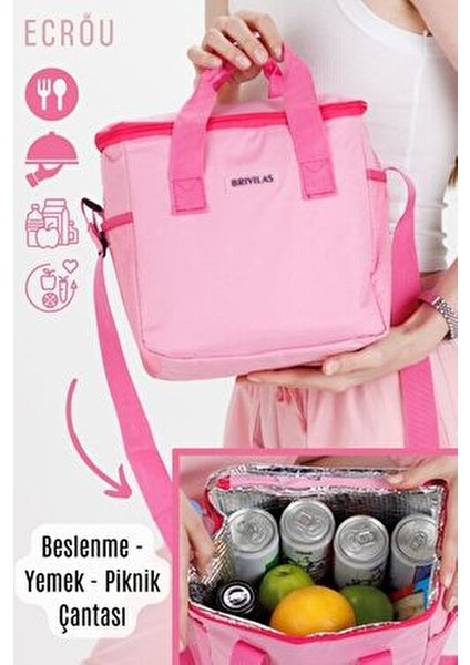 Brivilas Çift Renkli Yemek Çantası Su Geçirmez Özellikte Pembe 25x25 cm Kapasite indirimleri