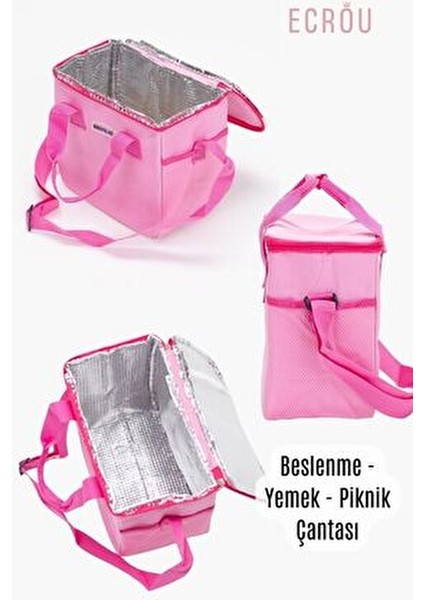 Brivilas Çift Renkli Yemek Çantası Su Geçirmez Özellikte Pembe 25x25 cm Kapasite