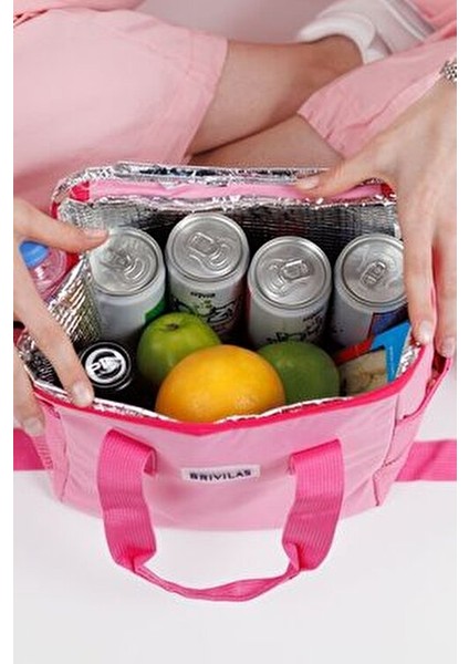 Brivilas Çift Renkli Yemek Çantası Su Geçirmez Özellikte Pembe 25x25 cm Kapasite