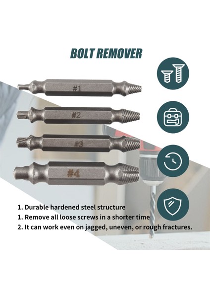 4x Vidalı Çıkarıcı Matkap Bitleri Kılavuz Kırık Cıvata Çıkartma Kolay #1 #2 #3 #4 (Yurt Dışından) indirimleri