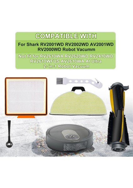 Köpekbalığı RV2002WXUS RV2002WD RV2001DRUS RV2001WD AV2001WD Robot Vakum Süpürge Mop Fırça Filtre Kiti (Yurt Dışından) modelleri