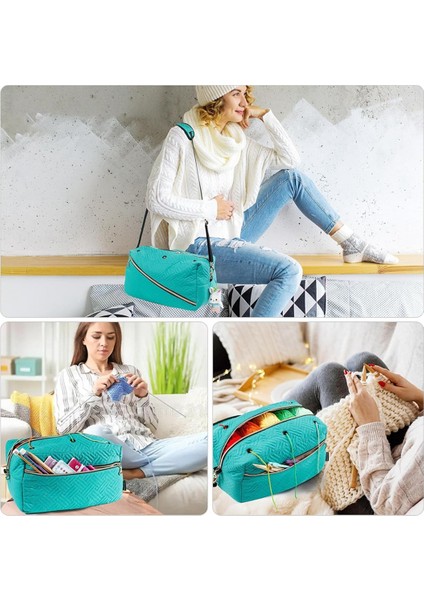 Tığ Işi Çanta Organizatörü Örgü Çantası Iplik Depolama Organizatörü - Tığ Işi Için Iplik Çantası - Tığ Işi Mavisi Için Iplik Tutucu (Yurt Dışından) fırsatları