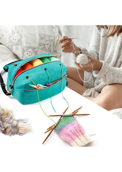 Tığ Işi Çanta Organizatörü Örgü Çantası Iplik Depolama Organizatörü - Tığ Işi Için Iplik Çantası - Tığ Işi Mavisi Için Iplik Tutucu (Yurt Dışından) indirimleri