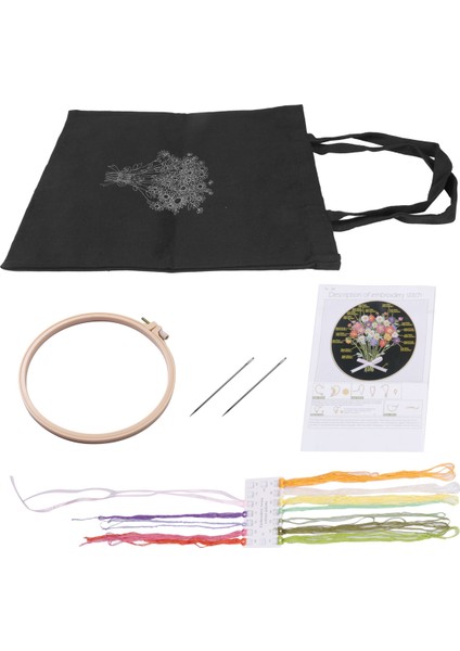 1 Canvas Tote Torbası 1 Nakış Çember Ipliği ve Iğne A ile Yeni Başlayanlar Için Nakış Başlangıç ​​kiti (Yurt Dışından) modelleri