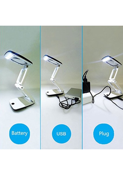 Işıklı Masa Büyüteç Cam Lamba Stand LED LED Taşınabilir Cep Büyüteç Visor Katlama 3x Okuma Için 3x, Hobi (Yurt Dışından) modelleri