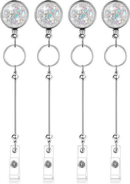 4 Adet Boncuklu Rozet Makaraları Boş Çubuk Dıy Simli Gümüş (Yurt Dışından)