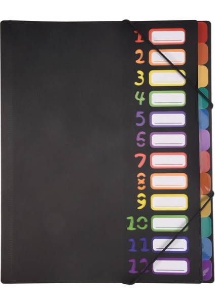 24 Şeffaf Cepli Genişleyen Dosya Klasörü 12 Renkli Sekme 1 Adet (Yurt Dışından)