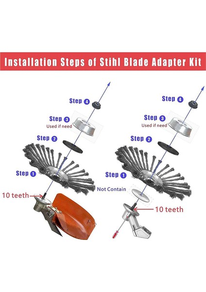 10 Inç Çelik Tel Döner Ot Fırça Kesici Düzeltici Başlık, Stihl Husqvarna Için Evrensel Adaptör Kitleri ile Ot Yiyen Bıçağı (Yurt Dışından) indirimleri