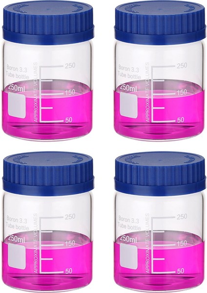 4 Paket 250ML Borosilikat Cam Geniş Ağızlı Dereceli Yuvarlak Şişeler (Yurt Dışından)