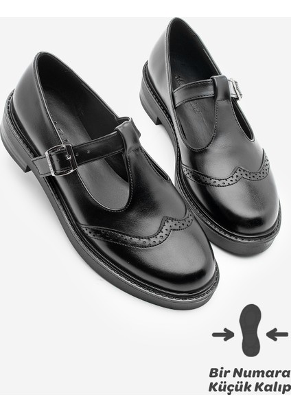 Kadın Loafer Çift Yüzlü Bantlı Günlük Ayakkabı Titra Siyah