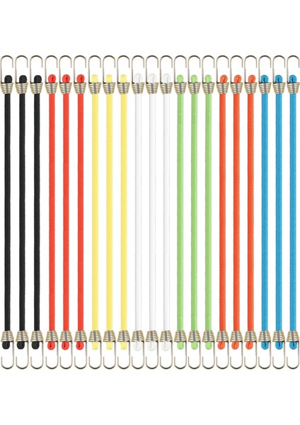 21 Adet Kancalı Mini Bungee Kordonları, 10 Inç Ayarlanabilir Kısa Bungee Kordonları Ağır Hizmet, Bagaj Çadır Muşamba Için Esnek Kayışlar (Yurt Dışından)