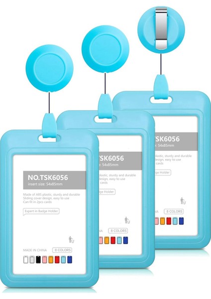 Rozet Tutucular, Sert Plastik Kayar Kimlik Rozeti Tutucu Açık Mavi (Yurt Dışından)