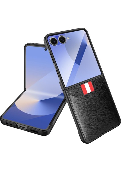 Samsung Galaxy Z Flip 7 5g Için Webbing Slot Litchi Kılıf (Yurt Dışından)