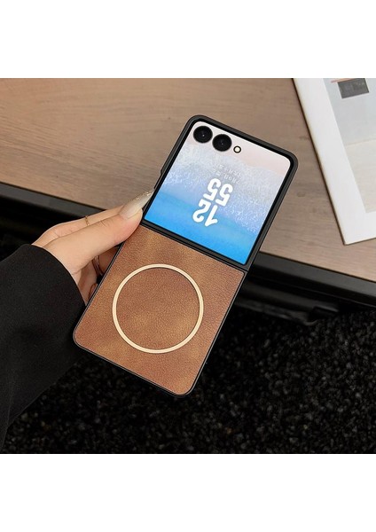 Samsung Galaxy Z Flip 7 Için Magsafe Pu Telefon Kılıfı (Yurt Dışından)