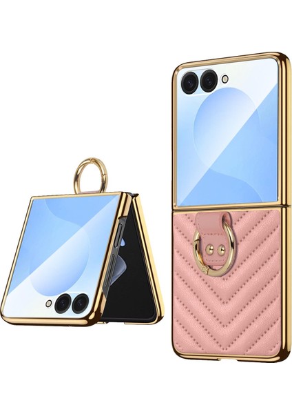 Samsung Galaxy Z Flip 7 Için Dream Metal Halka Pu Telefon Kılıfı (Yurt Dışından)
