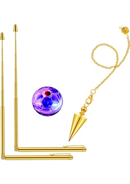 4 Adet Dowsing Çubuklar Bakır Set Kalem Şekleli Altın Ruh Çubukları Su Divine Çubukları LED Işık Kedi Topu (Yurt Dışından)