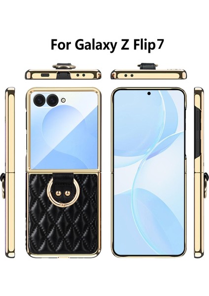 Samsung Galaxy Z Flip 7 Için Metal Halka Pu Telefon Kılıfı (Yurt Dışından) modelleri