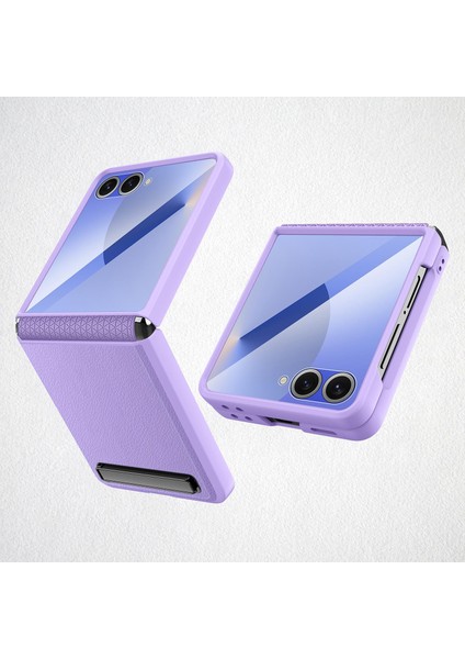Samsung Galaxy Z Flip 7 5g Için Litchi Deri Yapıştırma Telefon Kılıfı (Yurt Dışından)
