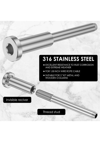 10PCS Görünmez Kablo Korkuluk Kiti, Kablo Korkuluk Için Swage Saplama Sonu, Swaj Gerginlik Kablo Korkuluk Sistemi Ahşap Için (Yurt Dışından) modelleri