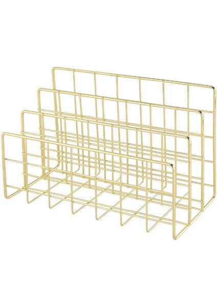 Metal Örgü Masa Düzenleyici Ofis Ev Kitap Destekleri Kitaplık - Altın (Yurt Dışından)