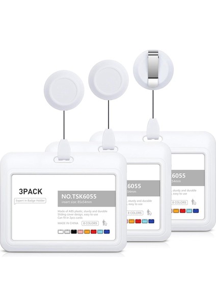 Geri Çekilebilir Rozet Tutucular, Plastik Kayar Kimlik Rozeti Tutucu Beyaz (Yurt Dışından)