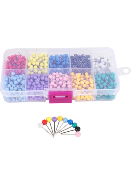 1000 Adet Harita Çivileri Plastik Başlıklı Çelik Uçlu Mantarlı Iğneler (Yurt Dışından)