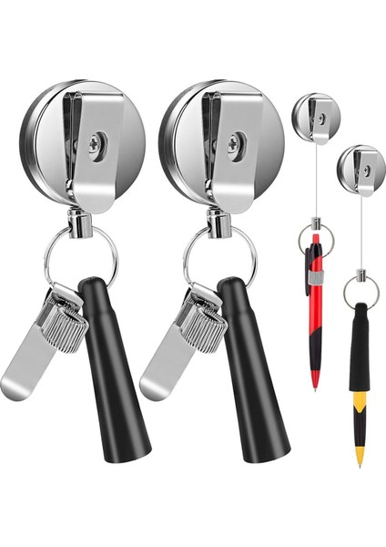 2 Paket Ağır Hizmet Tipi Geri Çekilebilir Çekme Kalem Kalem Tutucu Evrensel (Yurt Dışından)