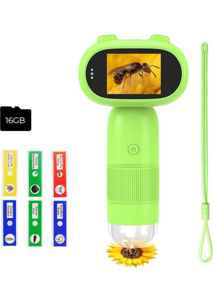P30 Kids Mikroskobu, 2 Inç Ekranlı 1000X Slayt Dijital Mikroskobu, Hd 16MP Kamera ve 1080P Video, Cep Madeni Para A (Yurt Dışından)