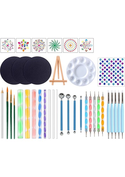 38 Adet Mandala Noktalama Araçları Boyama Seti - Nokta Boya Şablonları Araç Seti (Yurt Dışından)