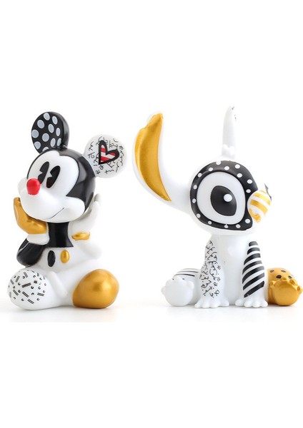 Siyah ve Altın Klasik Stitch Mickey Iki Katı Vinil Stitch Mickey El Yapımı Süsler Doğum Günü Hediyeleri (Yurt Dışından)