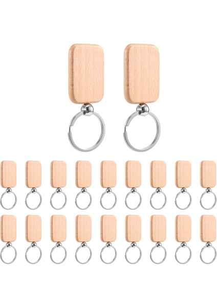 20 Adet Boş Ahşap Ahşap Anahtarlık Kendin Yap Ahşap Anahtarlık Anahtar Kaybolmaz (Yurt Dışından)