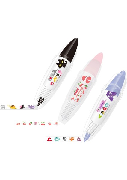 Kendin Yap Sevimli Hayvanlar Baskı Tipi Dekoratif Kalem, Karikatür Düzeltme Bandı (3 Adet) (Yurt Dışından)