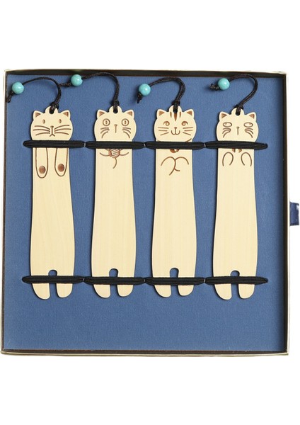 4 Paket Kedi Ayraçları Ahşap Sevimli Ayraçlar Okuma Sayfası Işaretleyicileri (Yurt Dışından)
