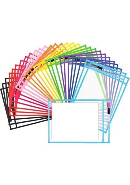 30 Adet Kuru Silinebilir Cepler, Ekstra Büyük Tekrar Kullanılabilir Kuru Silinebilir Cep Kapakları (Yurt Dışından)