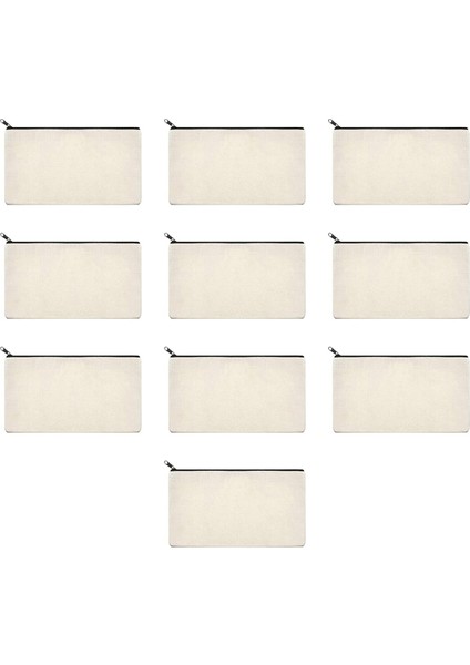 10 Adet Tuval Kalemlik, Kendin Yap El Sanatları Fermuarlı Çantalar Boş Makyaj Çantaları (Yurt Dışından)