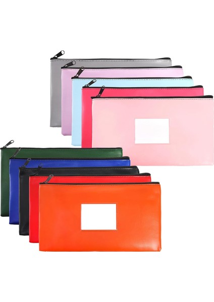 10 Adet Fermuarlı Para Çantaları, 10 Renk Güvenlik Banka Mevduat Çantaları (Yurt Dışından)