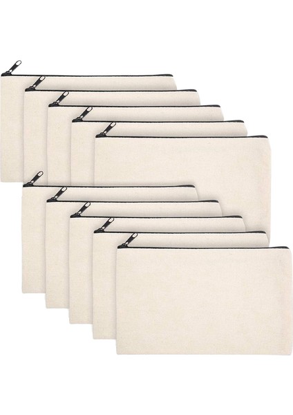 10 Adet Boş Dıy El Sanatları Çantası Tuval Kalem Kutusu Boş Makyaj Çantaları - Tuval (Yurt Dışından)