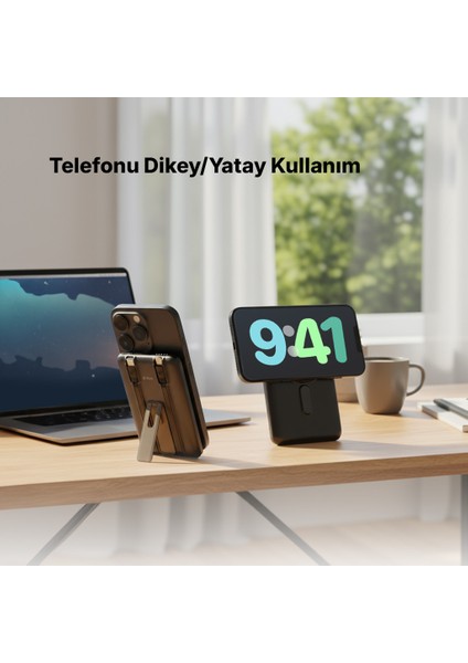 Recharger M 5.000MAH Magsafe Uyumlu Pd 20W Lightning ve Usb-C Dahili Kablolu Stantlı 2BB236S