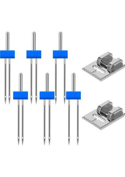 Çift Iğne Dikiş Makinesi Çift Iğne Çift Streç Iğne 9 Groove Pintuck Presser Ayak Ev Kullanımı 2/903/904/90 (Yurt Dışından)