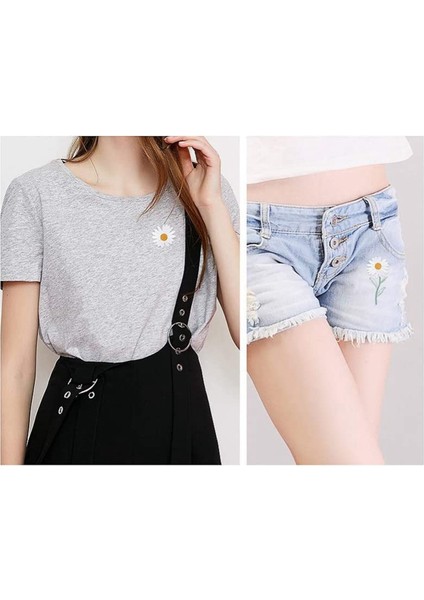 17PCS Daisy Çiçek Işlemeli Yama Demir/elbise Sırt Çantası Ceketi (Beyaz) (Yurt Dışından) modelleri