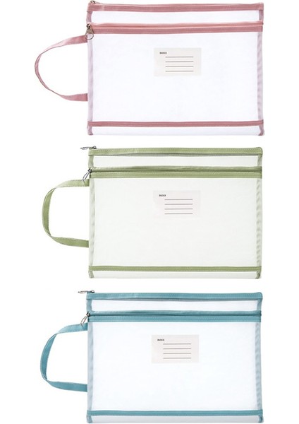 3 Adet A4 Yarı Saydam A4 Belge Çantası File Fermuarlı Kese 3 Renk (Yurt Dışından)