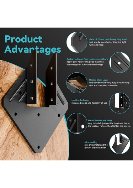 10 Adet Ağır Hizmet Tipi Siyah Kasırga Kirişler Için Bağlar, 13 Gauge Çatı Kasırgası Kayışları Kafes Askı, Kiriş Parantez (Yurt Dışından) modelleri
