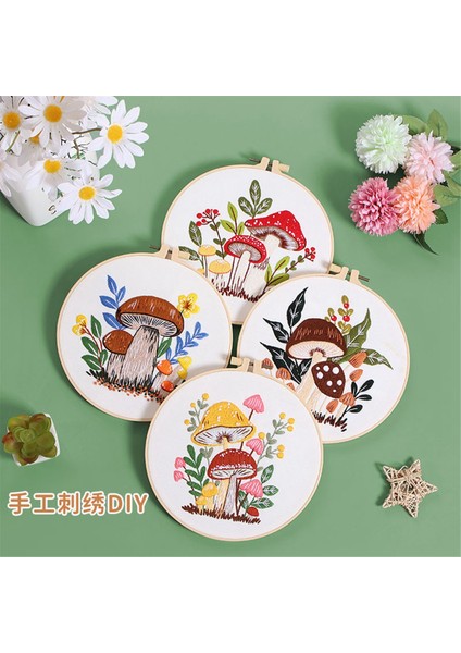 4 Set Yeni Başlayanlar Için Nakış Kiti Yetişkinler, El Nakış Kiti Agarik, Çember, Renk Dişleri, Araçlar Içerir (Yurt Dışından) modelleri