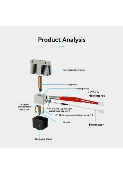 Elegoo Neptune Için Hotend Kit 4/4 Pro 3D Yazıcı Baskı 0,4 mm Pirinç Nozulları 3D Yazıcı Aksesuarları A (Yurt Dışından) fiyatları